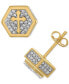 ფოტო #1 პროდუქტის Cubic Zirconia Cross Hexagon Cluster Stud Earrings, Created for Macy's