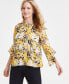 ფოტო #1 პროდუქტის Women's Floral-Print Ruffle-Sleeve Blouse