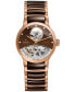 ფოტო #1 პროდუქტის Women's Swiss Automatic Centrix Diamond Accent Rose Gold-Tone PVD Stainless Steel & Brown Ceramic Bracelet Watch 33mm R30248712