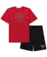 ფოტო #2 პროდუქტის Men's Red, Black Chicago Bulls Big and Tall T-shirt and Shorts Sleep Set