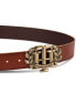 Фото #3 товара Men's Iconic Monogram Crest Plaque Buckle Leather Belt