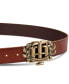 Men's Iconic Monogram Crest Plaque Buckle Leather Belt