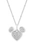 Diamond Cluster Mickey Mouse Heart 18" Pendant Necklace (1/6 ct. t.w.) in Sterling Silver