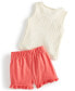 Фото #2 товара Baby Girls Fresh Stamps Crochet Tank Top & Shorts, 2 Piece Set, Created for Macy's
