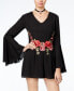 Фото #1 товара Material Girl Women's V Neck Embroidered Romper Flare Sleeve Caviar Black XS