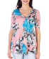 Фото #1 товара Women's Floral Elbow Sleeve Casual V-Neck Henley Tunic Top
