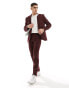 Фото #3 товара ASOS DESIGN slim fit wool mix suit jacket in burgundy twill