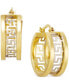 ფოტო #1 პროდუქტის Two-Tone Greek Key Hoop Earrings in 14k Gold