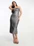 Фото #1 товара Kyo The Brand sequin bandeau midi dress co-ord in silver