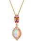 Multi-Gemstone (1-3/8 ct. t.w.) & Vanilla Diamond (1/8 ct. t.w.) 20" Pendant Necklace in 14k Rose Gold