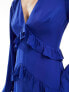 Pretty Lavish long sleeve ruffle maxi dress in cobalt blue