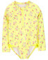 Фото #4 товара Toddler Floral Print 1-Piece Rashguard Swimsuit 3T