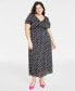 Trendy Plus Size Cherry Print Smocked Midi Dress, Created for Macy's