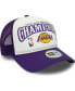 Фото #4 товара Бейсболка New Era мужская белая, фиолетовая Los Angeles Lakers 17-кратных чемпионов лиги 9FORTY Trucker Snapback Hat