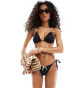 Фото #1 товара Miss Selfridge bow detail triangle bikini top in black