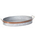 Фото #3 товара Galvanized Metal Oval Rustic Serving Tray with Handles