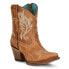 Фото #2 товара Corral Boots Golden Embroidered Snip Toe Cowboy Booties Womens Brown Casual Boot