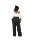 Фото #2 товара Plus Size Belted High Waisted Wide Leg Ginger Pants