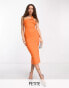 Фото #1 товара Forever New Petite one shoulder midi dress in tangerine