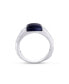 Blue Pieter site Gemstone Hammered Texture Sterling Silver Men Signet Ring