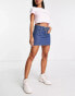 Фото #4 товара Miss Selfridge denim belted micro mini skirt in dark wash