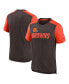 ფოტო #1 პროდუქტის Men's Heathered Brown, Heathered Orange Cleveland Browns Color Block Team Name T-shirt