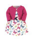 ფოტო #1 პროდუქტის Baby Girls Baby Organic Cotton Dress and Cardigan 2pc Set, Bright Butterflies