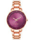 ფოტო #1 პროდუქტის Women's Quartz Rose Gold-Tone Alloy Link Bracelet with Burgundy Watch, 35mm