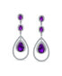 ფოტო #5 პროდუქტის Art Deco Style Wedding Simulated Purple Amethyst AAA Cubic Zirconia Double Halo Large Teardrop CZ Statement Dangle Chandelier Earrings For Women Bridal Party Silver Plated