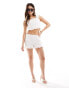 Missyempire ruffle trim cami crop top co-ord in white