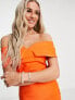 Vesper – Midikleid in Orange mit Carmen-Ausschnitt