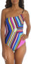 Фото #1 товара Trina Turk 284674 Shoulder One Piece Swimsuit, Multi//Illusions Stripe, 4