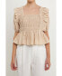 ფოტო #1 პროდუქტის Women's Smocked Detail Puff Sleeve Top