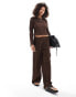 Фото #1 товара Vero Moda plisse wide leg trouser co-ord in chocolate brown