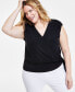 ფოტო #1 პროდუქტის Plus Size Side-Tie Surplice Top, Created for Macy's