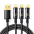 Фото #1 товара 3w1 kabel przewód USB - USB-C / Lightning / micro USB 3.5 A 1.2m czarny