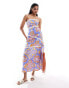 Фото #1 товара ASOS DESIGN printed bandeau maxi dress with rikrak trim in tile print