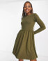 Pieces anga long sleeve dress in khaki