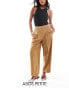 Фото #1 товара ASOS DESIGN Petite tailored barrel leg trouser in brown