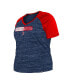 Фото #3 товара Women's Navy Boston Red Sox Plus Size Space Dye Raglan V-Neck T-shirt