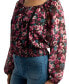 Juniors' Smocked-Hem Floral-Print Top