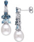 ფოტო #1 პროდუქტის Cultured Freshwater Pearl (8-1/2 - 9mm) & Multi-Topaz (2-1/2 ct. t.w.) Drop Earrings in Sterling Silver