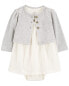 Фото #3 товара Baby 2-Piece Bodysuit Dress & Cardigan Set 3M