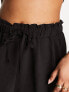 Фото #3 товара Only ruched linen look shorts in black