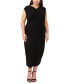 ფოტო #1 პროდუქტის Plus Size Draped Cross-Neck Sleeveless Midi Dress