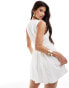 Фото #3 товара Abercrombie & Fitch textured plunge mini dress in white