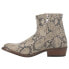 Dingo Clementine Snake Print Round Toe Studded Booties Womens Beige Casual Boots
