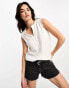 Фото #2 товара Only v neck sleeveless blouse with crochet trim in white