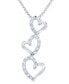 ფოტო #1 პროდუქტის Diamond Triple Heart 18" Pendant Necklace (1/4 ct. t.w.) in Sterling Silver