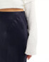 Stradivarius satin bias midi skirt in navy